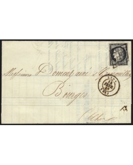 n°3a, Cérès 20c noir sur blanc, obli Lyon 14/FEVR/1849 lettre pour Bourges - TB