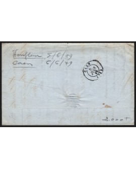 n°3, Cérès 20c noir, oblitéré HONFLEUR 1849 lettre pour Caen - TB