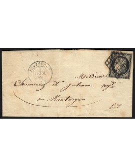 n°3, Cérès 20c noir, oblitéré MONTLUCON 1849 lettre pour Montargis - TB