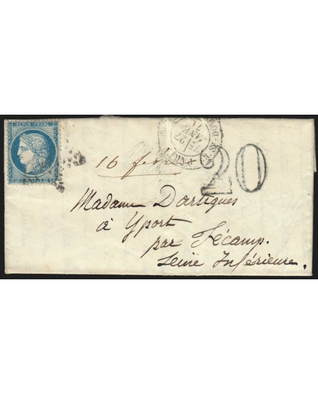 Lettre de Paris du 27/JANV./1871 dernier jour du Siège de Paris, taxe allemande