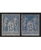 n°90/90a, Sage 15c bleu + bleu-sur-bleu, neuf * avec charnière GNO