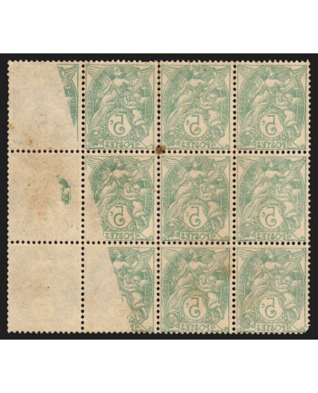 n°111, variété "impression recto-verso" dont 5 partielles, neuf (*) sans gomme