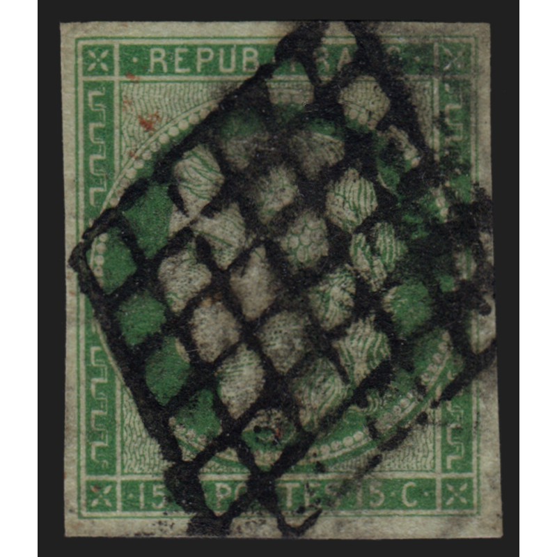 n°2, Cérès 15c vert, oblitéré grille noire - TB D'ASPECT