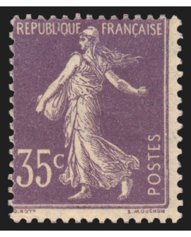 n°136, Semeuse inscriptions maigres, 35c violet-clair, neuf ** - B/TB