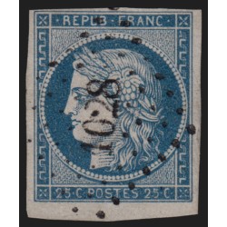 n°4, Cérès 1850, 25c bleu, oblitéré PC 1028 CREPY indice 4 - TTB