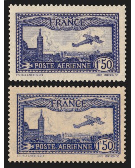 Poste Aérienne n°6/6a, nuances bleu et outremer, neufs ** sans charnière - TB