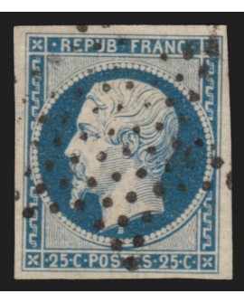 n°10, Présidence 1852, 25c bleu, oblitéré étoile de Paris - TB