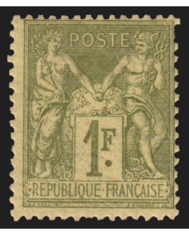 n°82, Sage 1fr olive-clair, Type II, neuf * légère trace de charnière