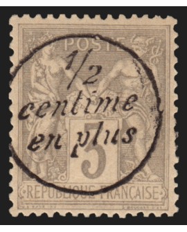 n°87, surcharge 1/2 centime en plus, Sage 3c gris, neuf ** sans charnière - TB