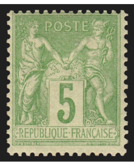 n°106, Sage 5c vert-jaune, Type II, neuf * légère trace de charnière - TB