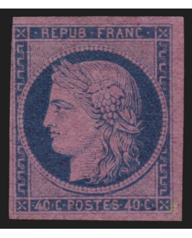 n°5, essai de couleurs, Cérès 40c bleu sur rose, neuf (*) sans gomme RARE