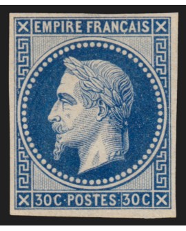 n°30, essai de couleurs et impression recto-verso, 30c bleu, Lauré, neuf (*)