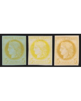 n°53, lot de 3 essais de couleurs, Cérès 5c jaune, neufs (*) sans gomme - TB