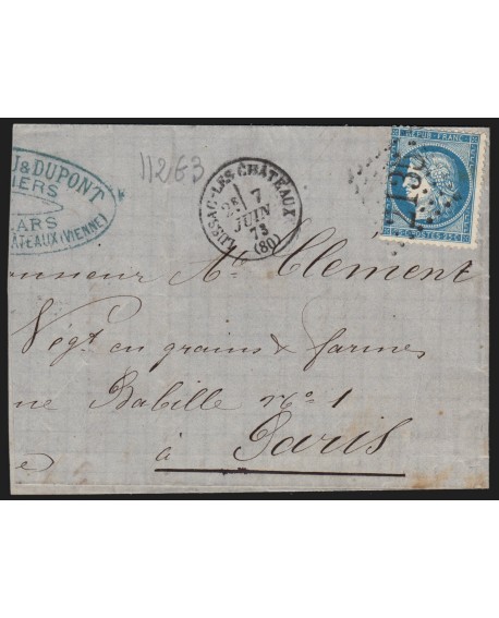 n°60A, oblitéré GC 2135 LUSSAC-LES-CHATEAUX Vienne lettre pour Paris - TTB