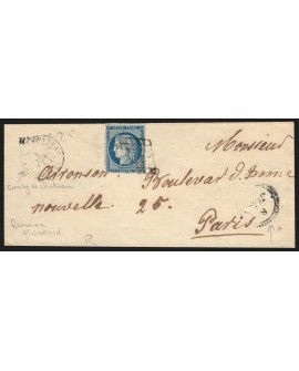 n°4, oblitéré COUCY-LE-CHÂTEAU + cursive ST-GOBAIN + bloc-dateur 1851 - RARE