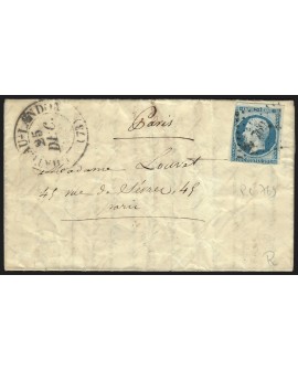 n°14A, oblitéré PC 769 CHATEAU-LANDON Seine & Marne sur lettre pour Paris 1854