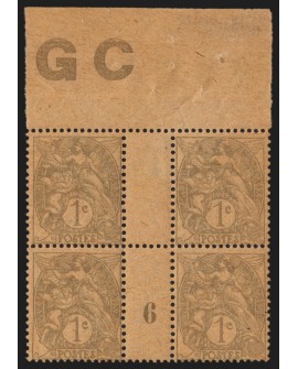 n°107, manchette GC et millésime 6, type Blanc 1c gris, neuf ** sans charnière