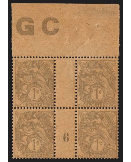 n°107, manchette GC et millésime 6, type Blanc 1c gris, neuf ** sans charnière