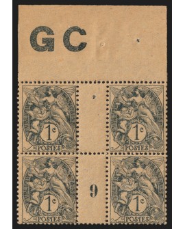 n°107, manchette GC millésime 9, type Blanc 1c ardoise, neuf ** sans charnière