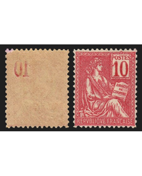 n°112, variété "impression recto-verso des chiffres", Mouchon 10c rose, neuf **