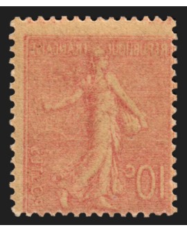 n°129e, variété "impression recto-verso", Semeuse lignée 10c rose, neuf ** - TB