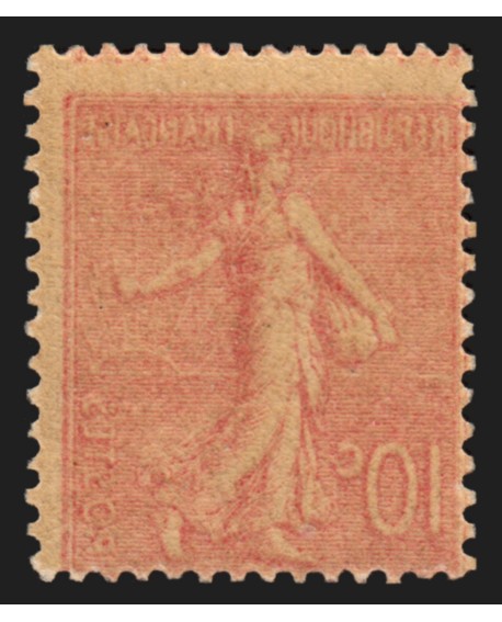 n°129e, variété "impression recto-verso", Semeuse lignée 10c rose, neuf ** - TB