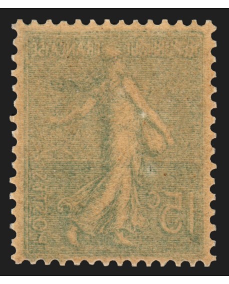 n°130h, variété "impression recto-verso", Semeuse 15c vert-gris, neuf ** - TB