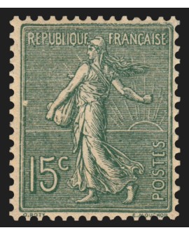 n°130h, variété "impression recto-verso", Semeuse 15c vert-gris, neuf ** - TB