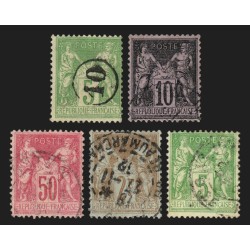 n°102/106, Sage 1898, série complète, oblitérés - TB 1er choix