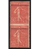 n°199t, variété "piquage à cheval" paire, Semeuse 50c rouge, neufs * - TB