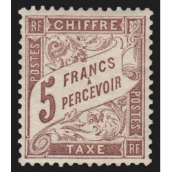 Timbres-Taxe n°27, Duval 5fr marron, neuf ** sans charnière - TB