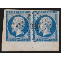 n°14A paire coin de feuille, 20c bleu, oblitéré PC 359 BELMONT-D'AVEYRON