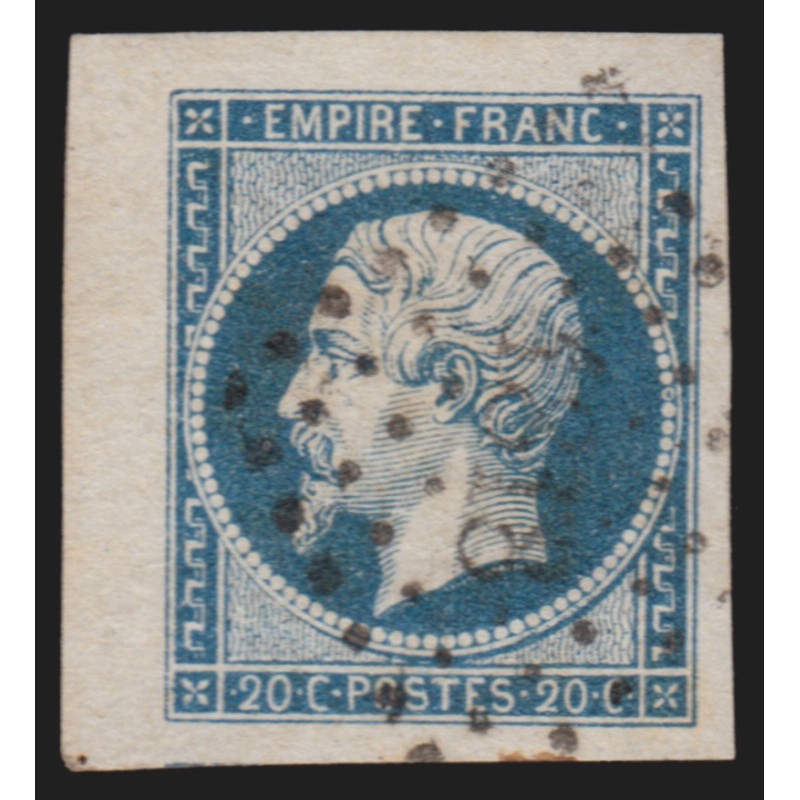 n°14A coin de feuille, 20c bleu, oblitéré PC 1818 Lyon - SUPERBE D'ASPECT