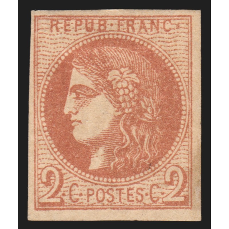 n°40B, Cérès Bordeaux, 2c brun-rouge, neuf * avec charnière - TB D'ASPECT