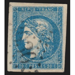 n°44B, Cérès Bordeaux, 20c bleu, Type I Report 2, oblitéré - TB D'ASPECT