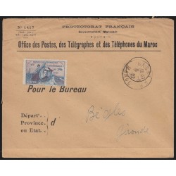 Etiquette Guynemer, lettre oblitérée RABAT Maroc 6/6/1922 pour Bègles