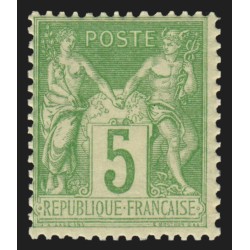 n°102, Sage 5c vert-jaune, Type I (N sous B), neuf ** sans charnière - TB