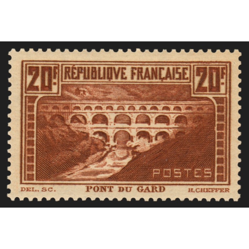 n°262, Pont du Gard, 20fr chaudron-clair, Type IIB, neuf ** sans charnière - TB