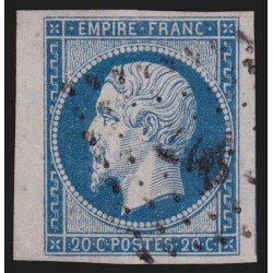 n°14A petit bord de feuille gauche, Napoléon 20c bleu, oblitéré - SUPERBE