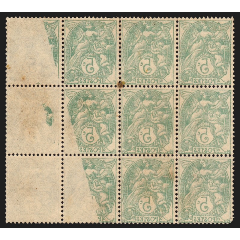 n°111, variété "impression recto-verso" dont 5 partielles, neuf (*) sans gomme