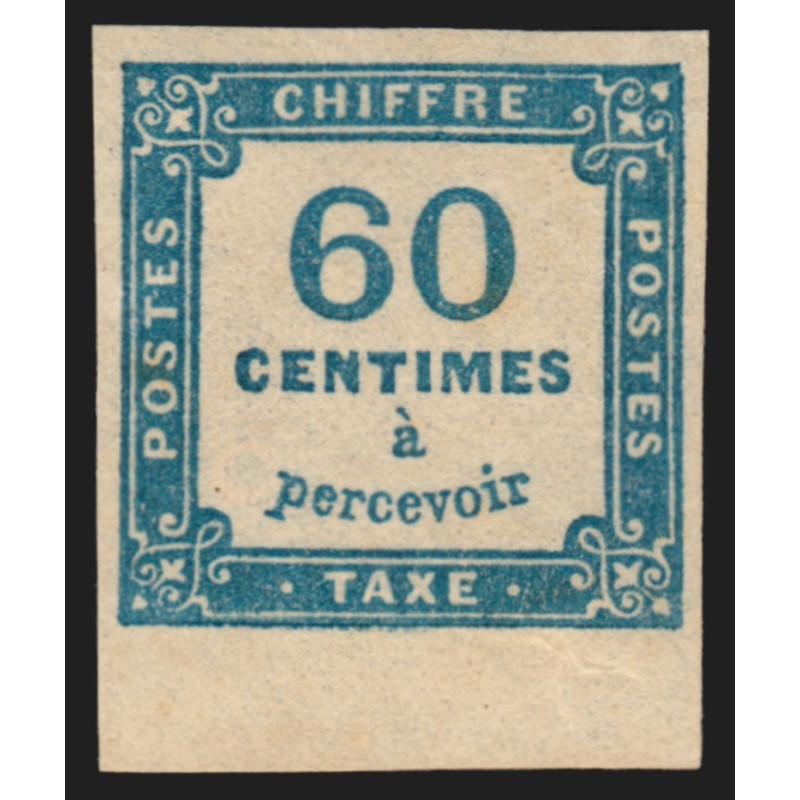 Timbres-Taxe n°9, bord de feuille, 60c bleu, neuf ** sans charnière - TTB