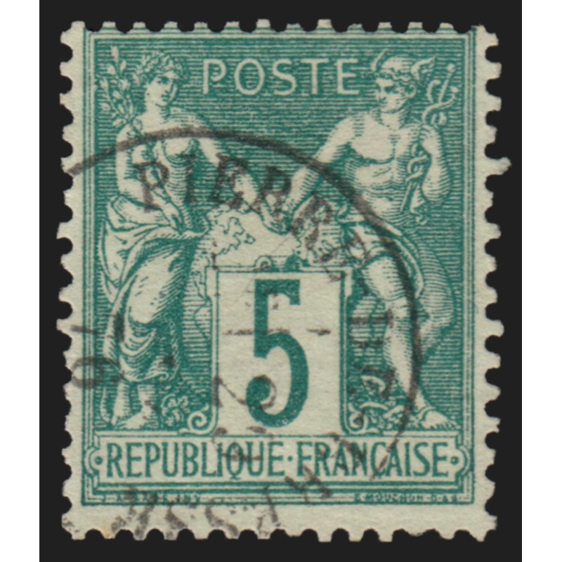 n°64, Sage 5c vert, Type I, oblitéré càd PIERRE-DE-BRESSE indice 4 - TB