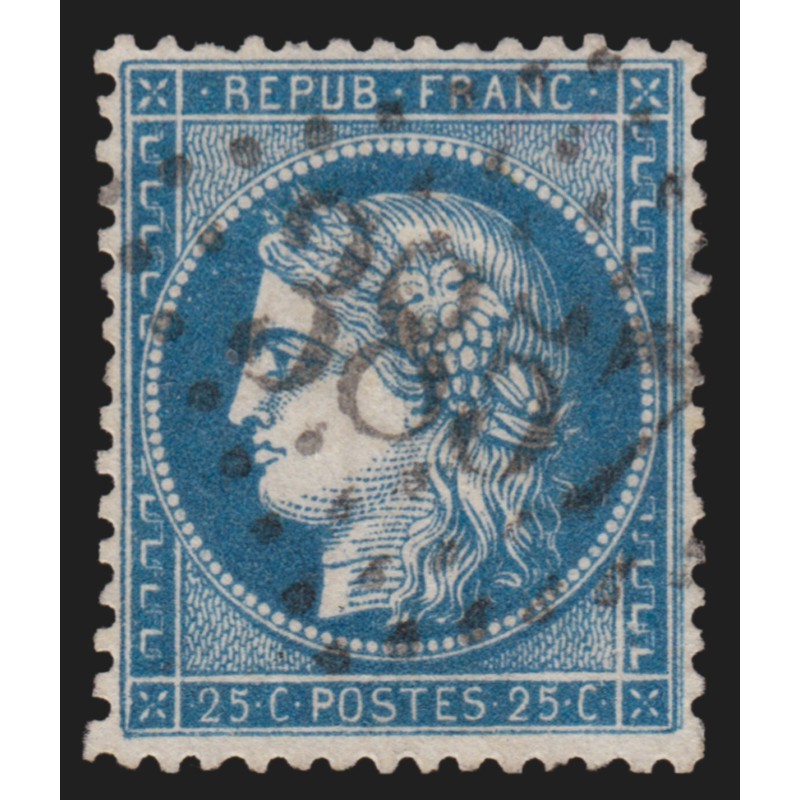 n°60A, variété "cadre doublé", Cérès 25c bleu, Type I, oblitéré - TB