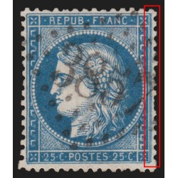 n°60A, variété "cadre doublé", Cérès 25c bleu, Type I, oblitéré - TB