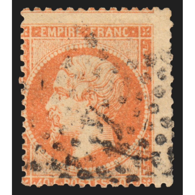 n°23, variété "piquage fortement décalé", Napoléon 40c orange, oblitéré - TB