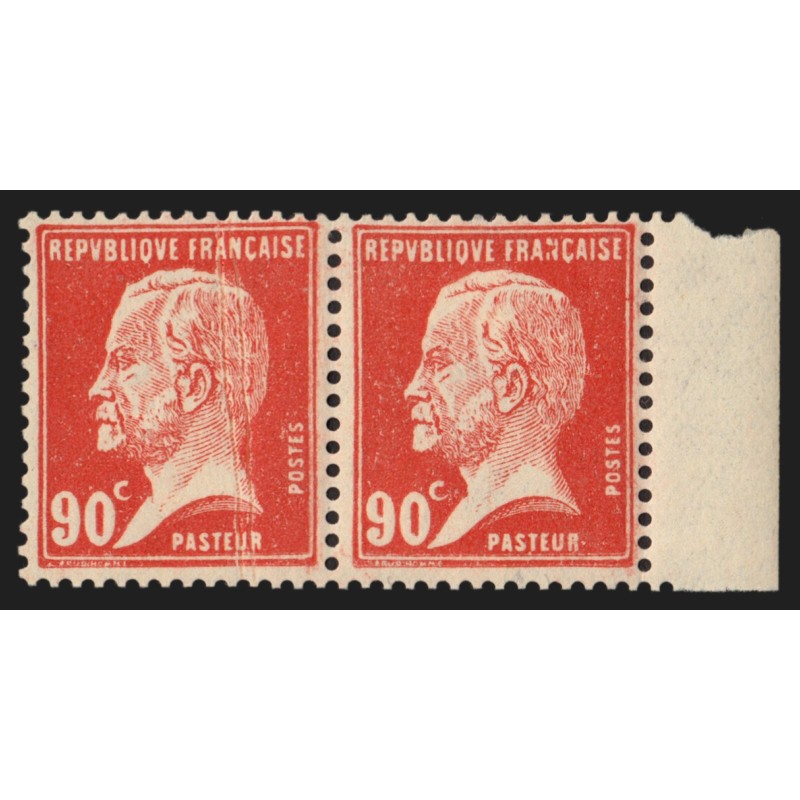 n°178, variété "pli accordéon", Pasteur 90c rouge, neuf ** - SUPERBE