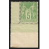 n°102, bord de feuille, Sage 5c vert-jaune, Type I, neuf ** sans charnière - TB