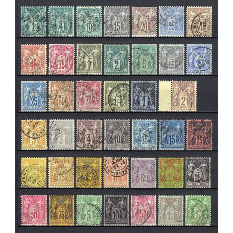 France 1876/1890 - Belle collection au type Sage COTE 1.150 € - TB D'ASPECT