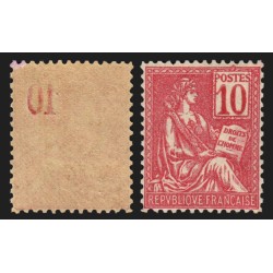 n°112, variété "impression recto-verso des chiffres", Mouchon 10c rose, neuf **