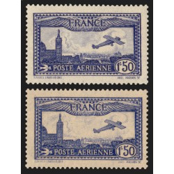 Poste Aérienne n°6/6a, nuances bleu et outremer, neufs ** sans charnière - TB